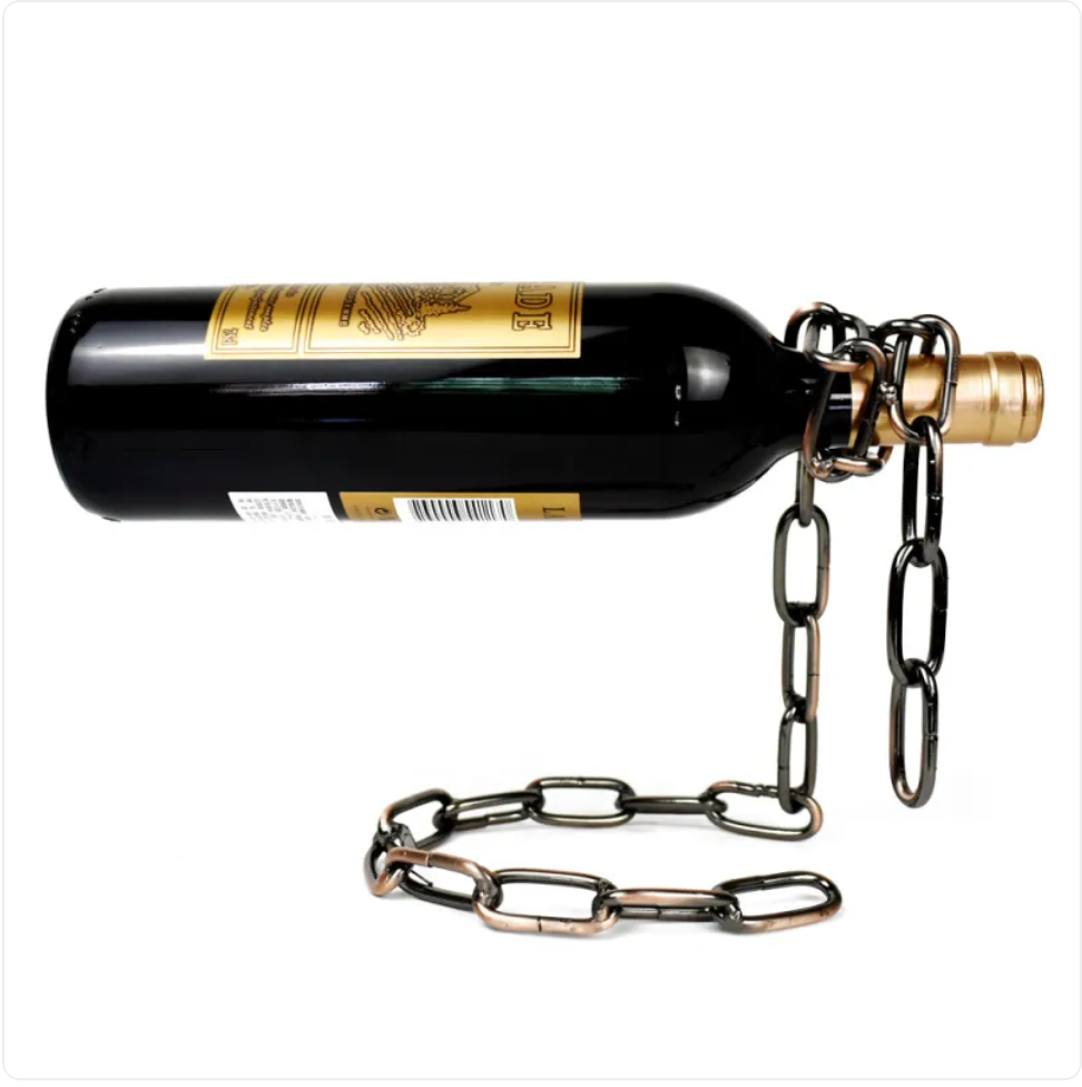 🍷 Vinställ i Metall med Hängande Kedjedesign | Guld, Silver & Koppar